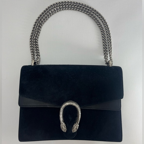 Gucci's Dionysus Medium Suede Shoulder Bag Black - Picture 1 of 10